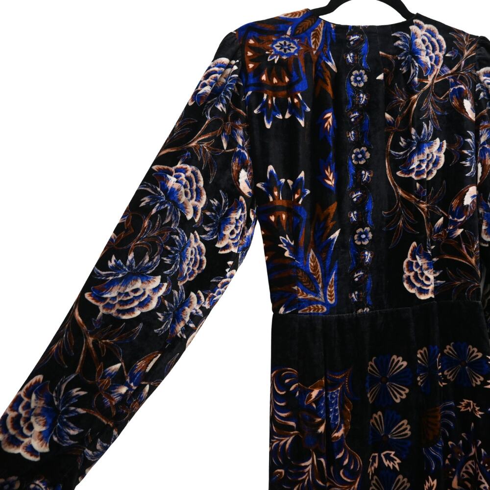 Farm Rio Arabesque Mix Scarves Wrap Velvet Mini Dress Size L - Picture 7 of 12